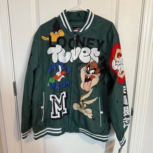 Men's Members Only Looney Tunes Street Wear Jacket‎ Large Green Original Cartoon